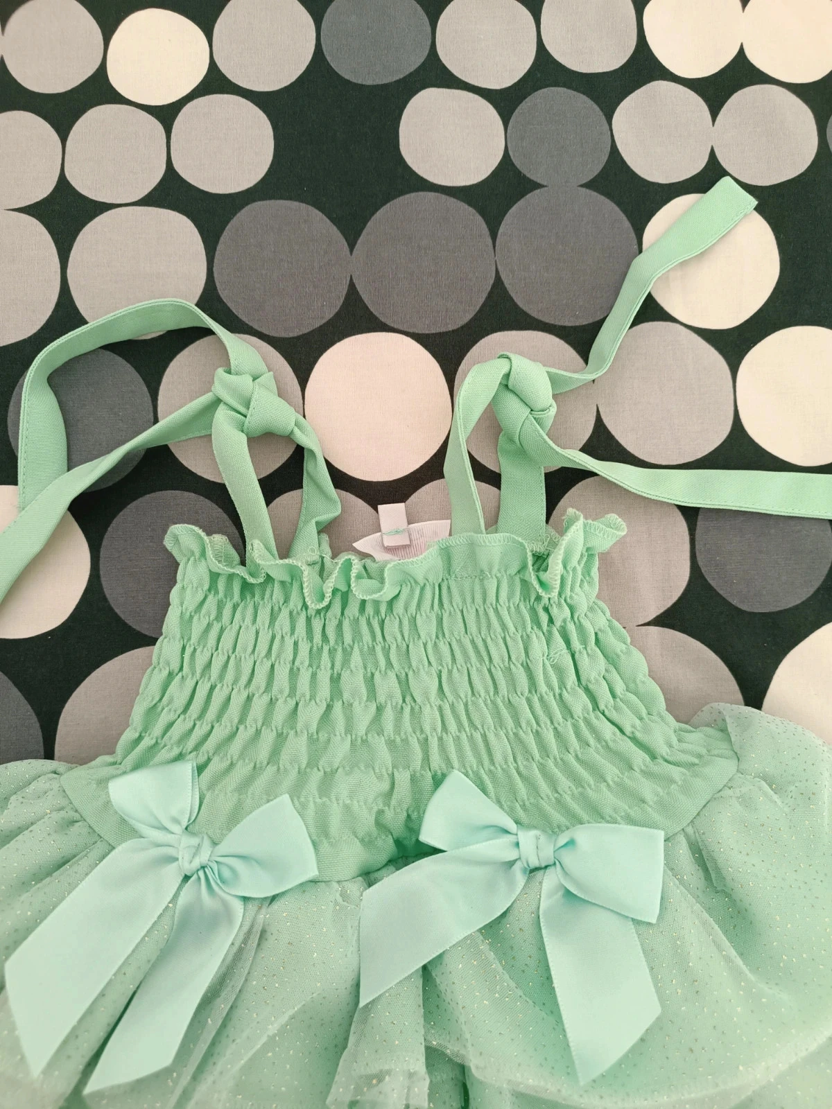Mint Green shiny dress 💚 | 12 months | Handmade | New with tag – photo 4
